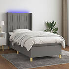 vidaXL Ramsäng med madrass & LED mörkgrå 90x200 cm tyg 3139006