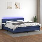 vidaXL Ramsäng med madrass & LED blå 200x200 cm tyg 3133027