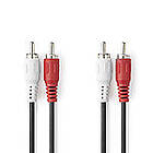 Nedis Stereo Ljudkabel 2x RCA Hane 2x RCA Hane 2m Svart