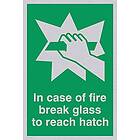 Viking Signs skyltar SA407-A6P-SV"In Case Of Fire Break Glass To nå hatch"-skylt, silver vinyl, 150 mm H x 100 mm B