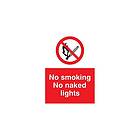 Viking Signs skyltar PS2-A3P-3M "No Smoking No Naked Lights" skylt, plast, 3 mm styv, 400 mm H x 300 mm B