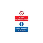 Viking Signs STOP bakterier Please wait here to be seen-skylt plast halvstyv 1 mm