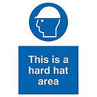 Viking Signs skyltar MC523-A4P-1M "This Is A Hard Hat Area" skylt, 1 mm plast halvstyv, 300 mm H x 200 mm B