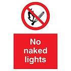 Viking Signs PV646-A4P-3M"No Naked Lights" skylt, 3 mm styv plast, 300 mm H x 200 mm B