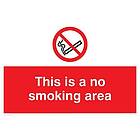 Viking Signs skyltar PS9-A4L-1M "This Is A No Smoking Area" skylt, plast, 1 mm halvstyv, 200 mm H x 300 mm B