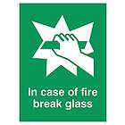 Viking Signs skyltar SA404-A3P-V"In Case Of Fire Break glas" skylt, vinyl, 400 mm H x 300 mm B