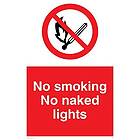 Viking Signs PS2-A4P-3M "No Smoking No Naked Lights" skylt, plast, 3 mm styv, 300 mm H x 200 mm B