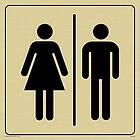 Viking Signs skyltar DV1024-S15-G "manliga och kvinnliga toalettsymboler" toalettdörrskylt, positiv svart text med kant, plast halvstyv guld
