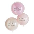 Ballonger Dubbla Happy Birthday Rosa 3-pack