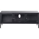 Unique Furnitures Carmel TV-bord, med 3 Luckor Glas och Svart Metall (132 x 40,3 cm)