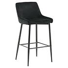 Venture Design Plaza barstol, med ryggstöd och fotstöd svart velour och svart järn