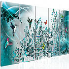 Artgeist bild, 5-delad Hummingbirds Dance Turquoise Narrow Flera storlekar 200x80