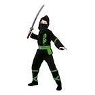 Svart/Grön Power Ninja Barn Maskeraddräkt Small