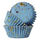 CakeSupplies Folieformar Muffins Blue/Guld Flakes 30-pack