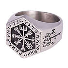 Northern Viking Jewelry Hexagonal Vegvisir ring NVJSO027_23mm