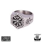 Northern Viking Jewelry Hexagonal Vegvisir ring NVJSO027_24mm