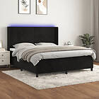 vidaXL Ramsäng med madrass & LED svart 180x200 cm sammet 3139459