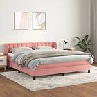 vidaXL Ramsäng med madrass rosa 180x200 cm sammet 3127750