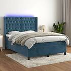 vidaXL Ramsäng med madrass & LED mörkblå 140x190 cm sammet 3139743