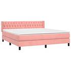 vidaXL Ramsäng med madrass rosa 160x200 cm sammet 3131152