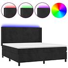 vidaXL Ramsäng med madrass & LED svart 160x200 cm sammet 3139453