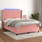 vidaXL Ramsäng med madrass rosa & LED 140x200 cm sammet 3139750