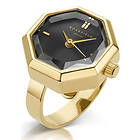 Rosefield The Studio Octagonal Watch Ring Black Gold SBGSG-O67