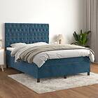 vidaXL Ramsäng med madrass mörkblå 140x190 cm sammet 3143203