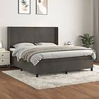 vidaXL Ramsäng med madrass mörkgrå 180x200 cm sammet 3132574