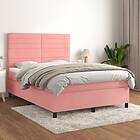 vidaXL Ramsäng med madrass rosa 140x190 cm sammet 3143084