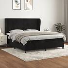vidaXL Ramsäng med madrass svart 160x200 cm sammet 3129101