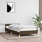 vidaXL Sängram med huvudgavel mörkbrun 90x190 cm tyg 347378