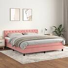 vidaXL Ramsäng med madrass rosa 160x200 cm sammet 3141496