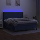 vidaXL Ramsäng med madrass & LED blå 160x200 cm tyg 3138171