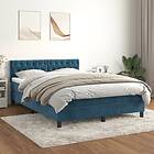 vidaXL Ramsäng med madrass mörkblå 140x200 cm sammet 3141489