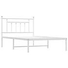 vidaXL Sängram med huvudgavel metall vit 107x203 cm 353582