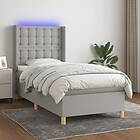vidaXL Ramsäng med madrass & LED ljusgrå 90x200 cm tyg 3139165