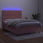 vidaXL Ramsäng med madrass rosa & LED 140x200 cm sammet 3136310