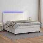 vidaXL Ramsäng med madrass & LED vit 180x200 cm konstläder 3135838