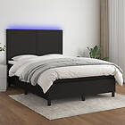 vidaXL Ramsäng med madrass & LED svart 140x190 cm tyg 3134711