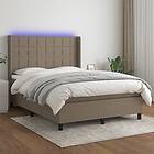 vidaXL Ramsäng med madrass & LED taupe 140x200 cm tyg 3138321