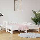 vidaXL Utdragbar dagbädd vit 2x(80x200) cm massiv furu 820737
