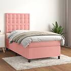 vidaXL Ramsäng med madrass rosa 90x190 cm sammet 3143240