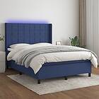 vidaXL Ramsäng med madrass & LED blå 140x200 cm tyg 3138323