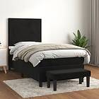 vidaXL Ramsäng med madrass svart 80x200 cm sammet 3137691