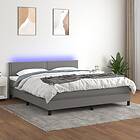 vidaXL Ramsäng med madrass & LED mörkgrå 160x200 cm tyg 3133086