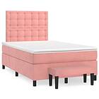vidaXL Ramsäng med madrass rosa 120x200 cm sammet 3138078
