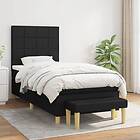 vidaXL Ramsäng med madrass svart 90x190 cm tyg 3137119