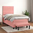 vidaXL Ramsäng med madrass rosa 90x200 cm sammet 3137946
