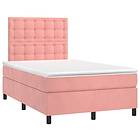 vidaXL Ramsäng med madrass rosa & LED 120x200 cm sammet 3136358